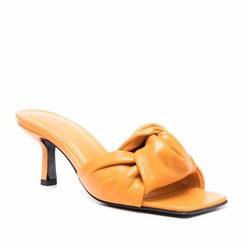 BY FAR EUC Lana Knotted Mule Heels Sunflower Color Size 8 IT38